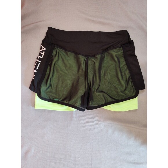 Women's Athena Athletic Shorts Black Neon Green XS/S - Picture 2 of 3